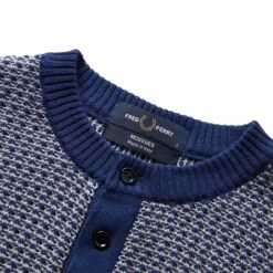 Fred Perry TWO COLOUR TEXTURE KNIT HENLEY -Hot Sale Clothing Store FREDPERRYTWOCOLOURTEXTUREKNITHENLEYFRENCHNAVYSK4800 4
